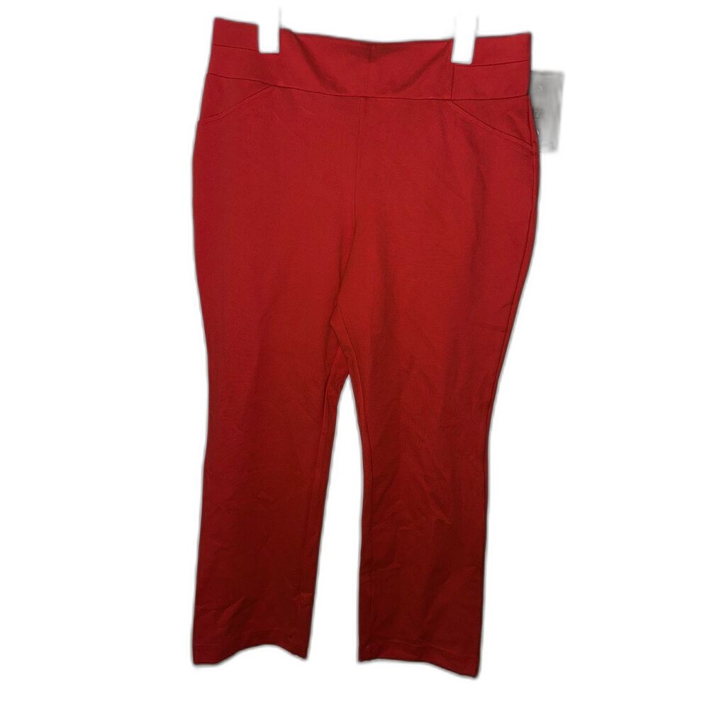NWT New York & Company Red Orange Pull On Slim Leg Ponte Dress Pants XL